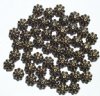 50 9mm Black and Gold Glass Daisy Beads